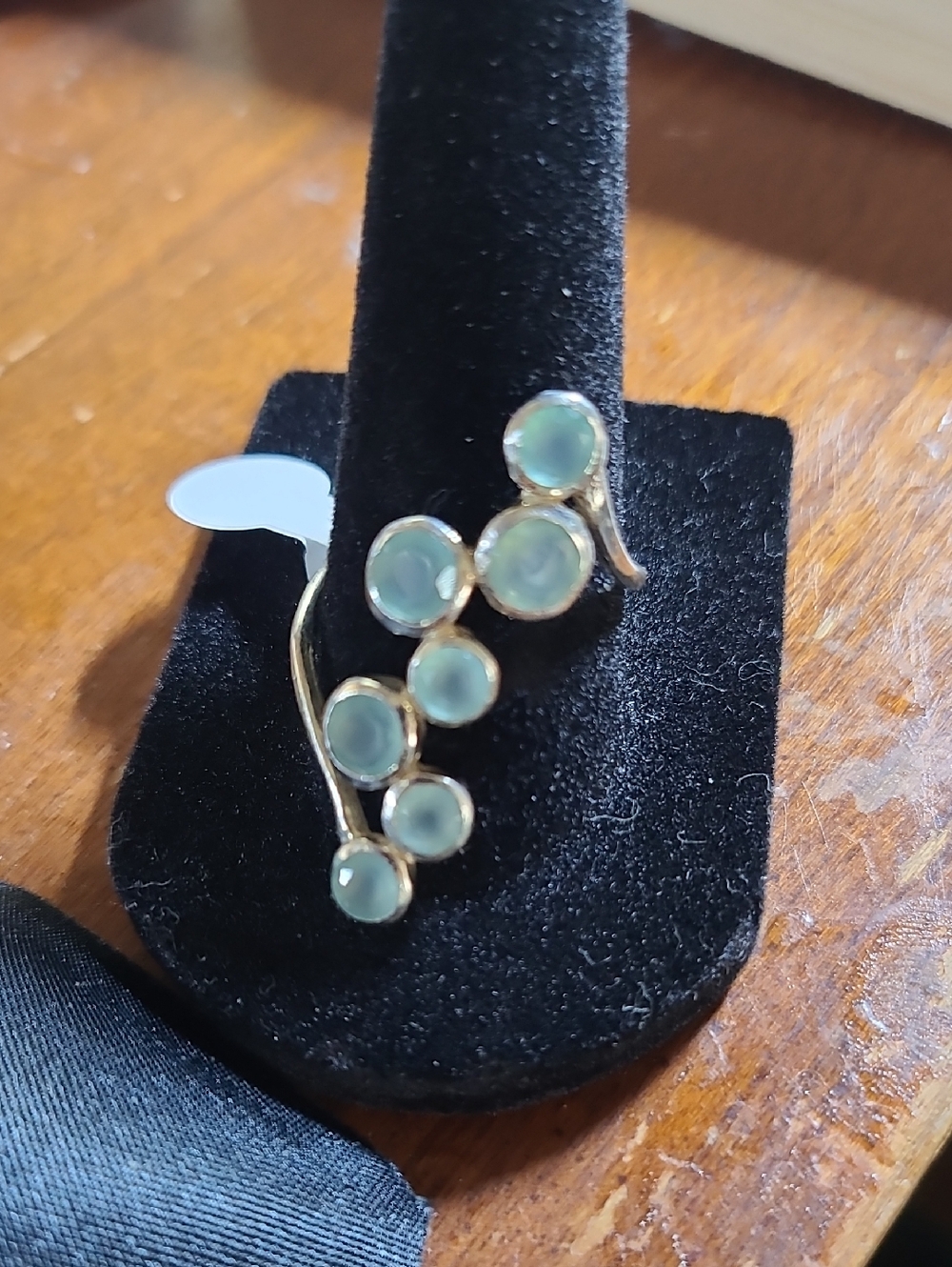 Gold-Tone Ring with Seafoam Green Cabochon Accents